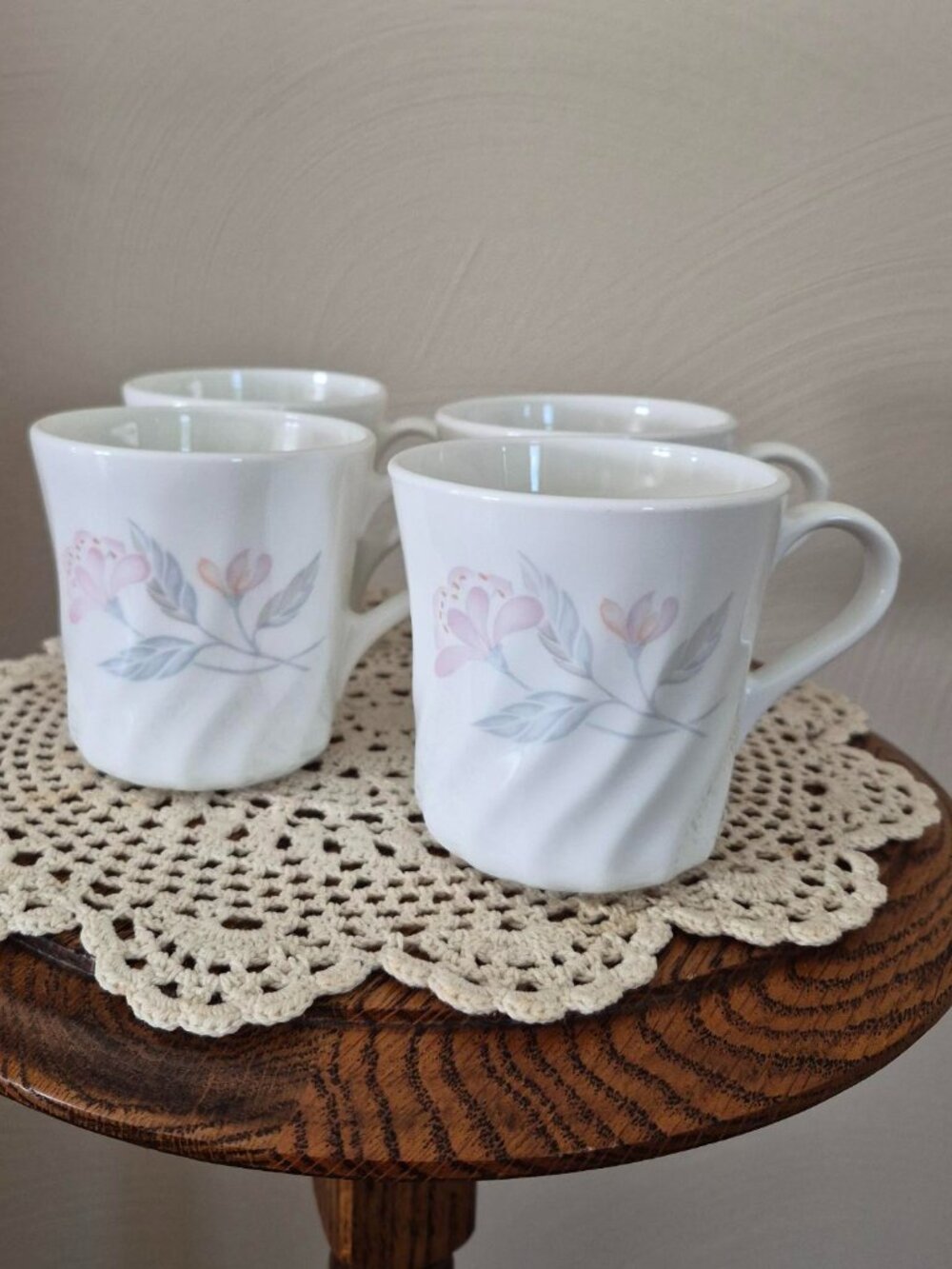 Vintage Corelle Pink Trio Mug/Cup by Corning, Set of 4